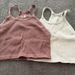 Ribbed Tank Tops in Brown and Cream FP movement m/l